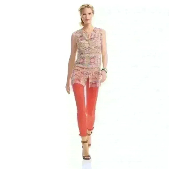 CAbi long sheer medium Avery Tunic colorful southwestern design - Picture 2 of 8